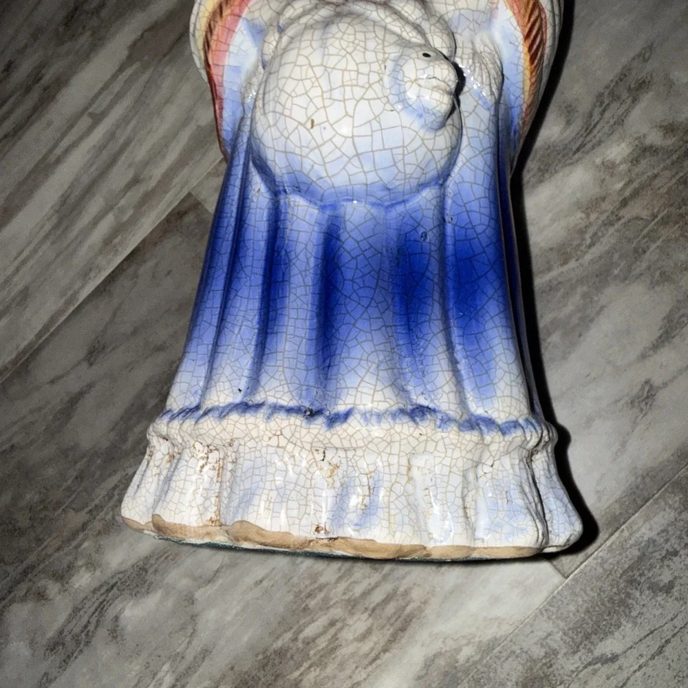 Vintage Crackle Finish Standing Ceramic Dog Statue 14